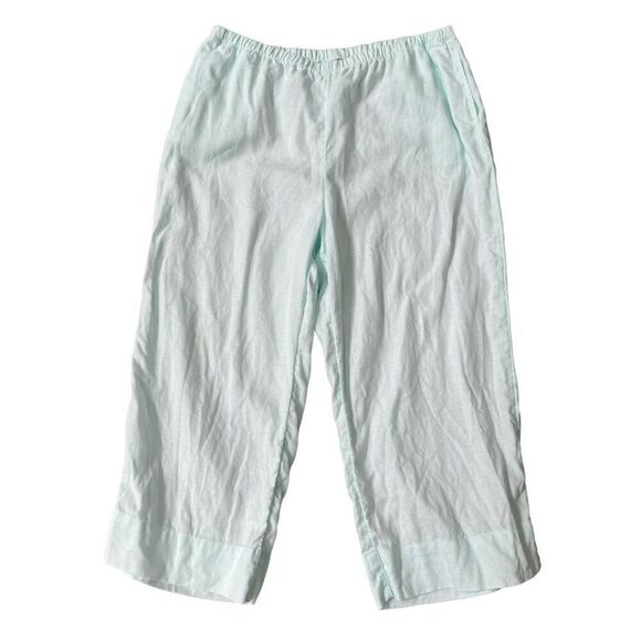 J. Jill linen blue wide leg cropped pants size LP - Picture 1 of 7